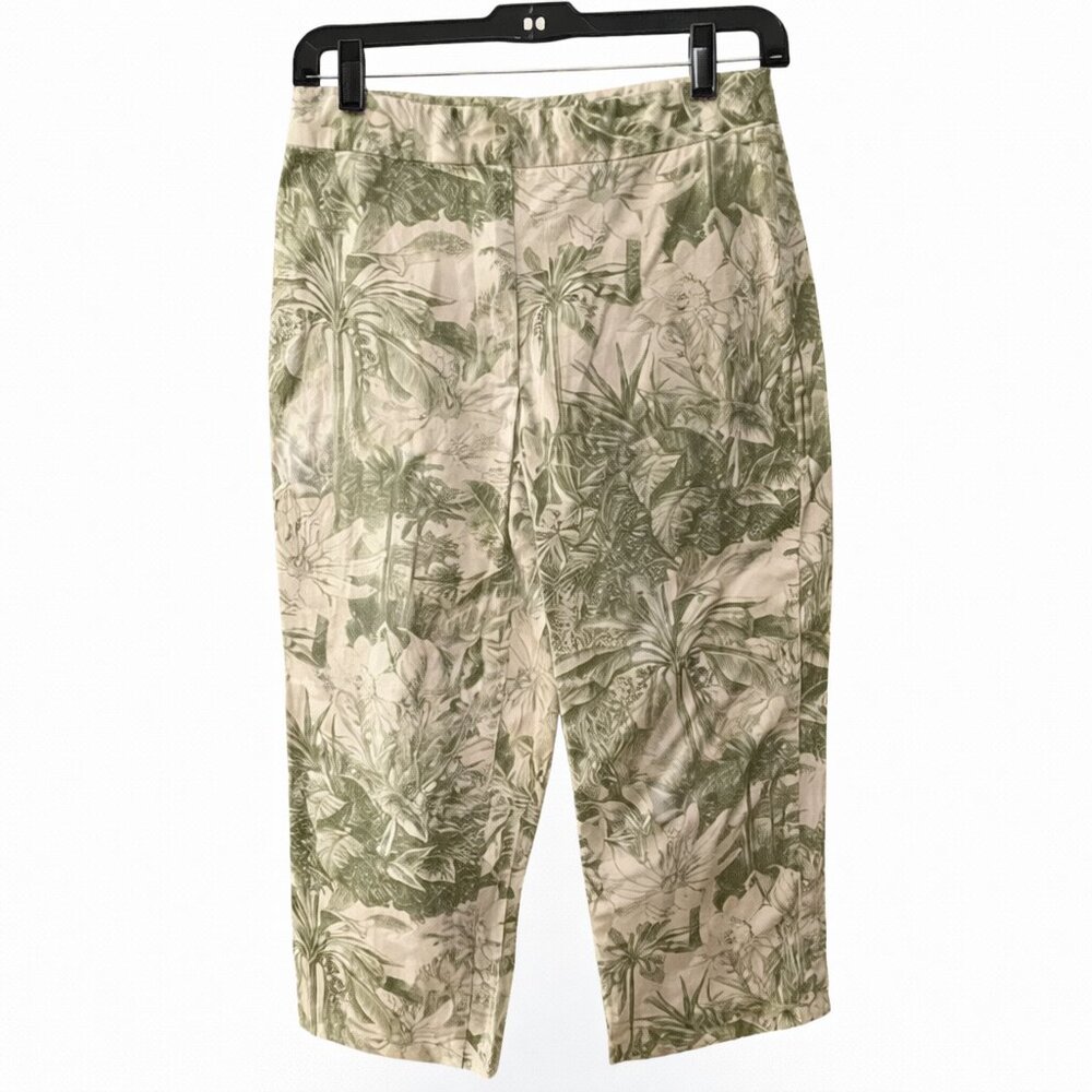 🌴 Bamboo Traders Tropical Palm Print Cropped Pants Size 6 Vacation Vibes🌴